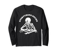 Everything Sucks Dark Humor Skeleton Gothic Doomer Egirl Art Long Sleeve T-Shirt