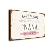 Everything Tastes Better When Nana Makes It, Grandmas Kitchen Sign, Vintage Style Plaque, Retro Style Signs for Home Décor