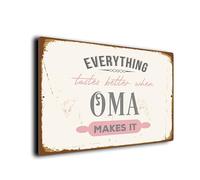 Everything Tastes Better When Oma Makes It, Grandmas Kitchen Sign, Vintage Style Plaque, Retro Style Signs for Home Décor