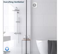 Everything Ventilation Ipx5 Energy Efficient Axial Bathroom Extractor Fan With Back Draft Excluder - Wall Or Ceiling Mounted (100mm With Timer, White)