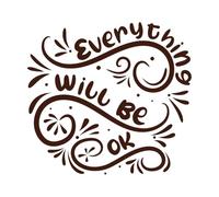 Everything Will be ok Positive Quotes Typography Vinyl Art Sticker 67.2x72.3cm Do not Damage The Wall Surface Coffee