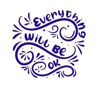 Everything Will be ok Positive Quotes Typography Vinyl Wall Decals 67.2x72.3cm Store Decoration DarkBlue