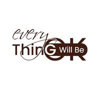 Everything Will be ok Typography Motivational Quotes Lettering Realistic Mockup with Short Sleeves Vinyl Art Sticker 30x70.9cm Window Decals Coffee