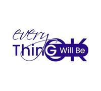 Everything Will be ok Typography Motivational Quotes Lettering Realistic Mockup with Short Sleeves Vinyl Wall Decals 48x113.4cm Do not Damage The Wall Surface DarkBlue