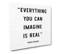 Everything You Can Imagine Modern Typography Quote Canvas Print | Gallery Wrapped 30mm Frame Wall Art | 14x14 inches | Ready to Hang | Modern Typography Picture | Living Room Bedroom Lounge Office