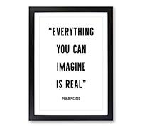 Everything You Can Imagine Typography Framed Print | A2 Black Framed Wall Art | Ready to Hang | Modern Positive Affirmations Picture | Living Room Bedroom Lounge Office