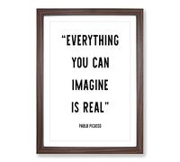 Everything You Can Imagine Typography Framed Print | A2 Walnut Framed Wall Art | Ready to Hang | Modern Positive Affirmations Picture | Living Room Bedroom Lounge Office