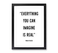 Everything You Can Imagine Typography Quote Framed Print | A3 Black Framed Wall Art | Ready to Hang | Modern Positive Affirmations Picture | Living Room Bedroom Lounge Office