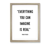 Everything You Can Imagine Typography Quote Framed Print | A3 Oak Framed Wall Art | Ready to Hang | Modern Positive Affirmations Picture | Living Room Bedroom Lounge Office