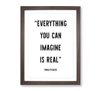 Everything You Can Imagine Typography Quote Framed Print | A4 Walnut Framed Wall Art | Ready to Hang | Modern Positive Affirmations Picture | Living Room Bedroom Lounge Office
