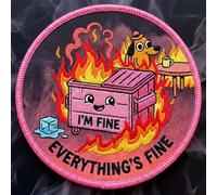 Everything's Fine Dumpster Fire Embroidery Morale Patch - Hook and Loop Humorous Tactical Badge for Backpacks Bags Vest Dog Harness