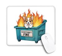 Everything's Fine Mouse Pad with Stitched Edge, Funny Corgi Dumpster Fire Mousepad Gifts for Nurse Doctor Veterinary, Office Gifts for Manager Teacher, Going Away Present for Colleague