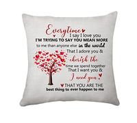 Everytime I Say I Love You Cushion Cover Gift for Her & Him Couples Valentines Pillow Cover Gifts for Girlfriend and Boyfriend, Anniversary Present for Wife and Husband Pillow Cover (071 Everytime)
