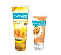 Everyuth Advanced Golden Glow Peel-off Mask, 90gm and Exfoliating Walnut Scrub, 50gm, Combo Pack