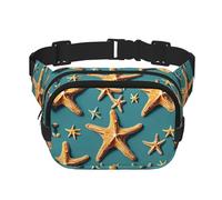 Everywhere Beach Starfish print Belt Bag with Adjustable Strap,Waist Pouch Fanny Pack for Running Travelling, Black, One Size