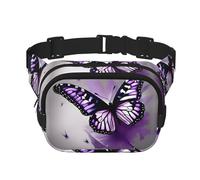 Everywhere Beautiful Purple Butterfly Art print Belt Bag with Adjustable Strap,Waist Pouch Fanny Pack for Running Travelling, Black, One Size