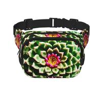Everywhere Blooming Cactus Flower print Belt Bag with Adjustable Strap,Waist Pouch Fanny Pack for Running Travelling, Black, One Size