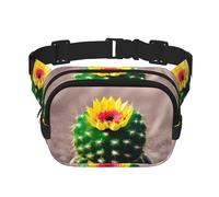 Everywhere Blooming Cactus print Belt Bag with Adjustable Strap,Waist Pouch Fanny Pack for Running Travelling, Black, One Size