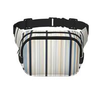 Everywhere Blue Beige Stripe pattern print Belt Bag with Adjustable Strap,Waist Pouch Fanny Pack for Running Travelling, Black, One Size