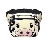 Everywhere Cartoon Milk Cow print Belt Bag with Adjustable Strap,Waist Pouch Fanny Pack for Running Travelling, Black, One Size