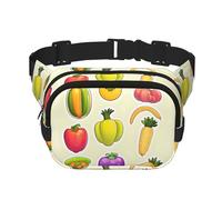 Everywhere Cartoon Vegetable Fruits print Belt Bag with Adjustable Strap,Waist Pouch Fanny Pack for Running Travelling, Black, One Size