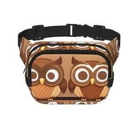 Everywhere Cute Big Brown Cartoon Owls print Belt Bag with Adjustable Strap,Waist Pouch Fanny Pack for Running Travelling, Black, One Size