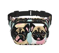 Everywhere Cute Chihuahua Pug print Belt Bag with Adjustable Strap,Waist Pouch Fanny Pack for Running Travelling, Black, One Size
