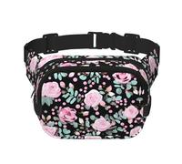 Everywhere Cute Pink Rose Mix Leopard print Belt Bag with Adjustable Strap,Waist Pouch Fanny Pack for Running Travelling, Black, One Size