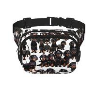 Everywhere Dachshund Weiner Pet Dog print Belt Bag with Adjustable Strap,Waist Pouch Fanny Pack for Running Travelling, Black, One Size