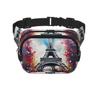 Everywhere Eiffel Tower Paris Painting print Belt Bag with Adjustable Strap,Waist Pouch Fanny Pack for Running Travelling, Black, One Size