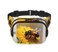 Everywhere Honey bee and flower print Belt Bag with Adjustable Strap,Waist Pouch Fanny Pack for Running Travelling, Black, One Size