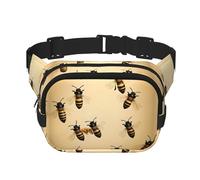 Everywhere Honey Bee print Belt Bag with Adjustable Strap,Waist Pouch Fanny Pack for Running Travelling, Black, One Size