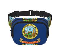 Everywhere Idaho state flag print Belt Bag with Adjustable Strap,Waist Pouch Fanny Pack for Running Travelling, Black, One Size