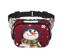 Everywhere Merry Christmas Cute Snowman print Belt Bag with Adjustable Strap,Waist Pouch Fanny Pack for Running Travelling, Black, One Size