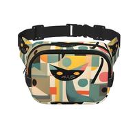 Everywhere Mid-Century Modern Art Cat print Belt Bag with Adjustable Strap,Waist Pouch Fanny Pack for Running Travelling, Black, One Size
