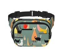 Everywhere Mid-Century Modern Art Cats print Belt Bag with Adjustable Strap,Waist Pouch Fanny Pack for Running Travelling, Black, One Size