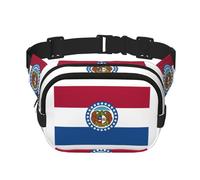 Everywhere Missouri State Flag print Belt Bag with Adjustable Strap,Waist Pouch Fanny Pack for Running Travelling, Black, One Size