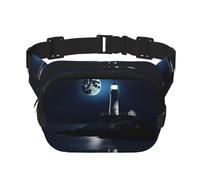 Everywhere Moonlight Lighthouse print Belt Bag with Adjustable Strap,Waist Pouch Fanny Pack for Running Travelling, Black, One Size
