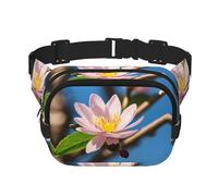 Everywhere pink almond blossom print Belt Bag with Adjustable Strap,Waist Pouch Fanny Pack for Running Travelling, Black, One Size