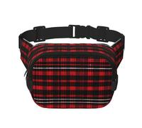 Everywhere Plaid Red and Black print Belt Bag with Adjustable Strap,Waist Pouch Fanny Pack for Running Travelling, Black, One Size