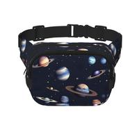 Everywhere Planet Stars and Milky Way Galaxy print Belt Bag with Adjustable Strap,Waist Pouch Fanny Pack for Running Travelling, Black, One Size