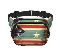 Everywhere Puerto Rico Flag print Belt Bag with Adjustable Strap,Waist Pouch Fanny Pack for Running Travelling, Black, One Size