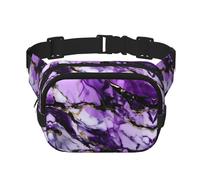 Everywhere purple marble print Belt Bag with Adjustable Strap,Waist Pouch Fanny Pack for Running Travelling, Black, One Size
