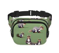 Everywhere Red Squirrel print Belt Bag with Adjustable Strap,Waist Pouch Fanny Pack for Running Travelling, Black, One Size