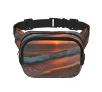 Everywhere Sunset at The Beach print Belt Bag with Adjustable Strap,Waist Pouch Fanny Pack for Running Travelling, Black, One Size