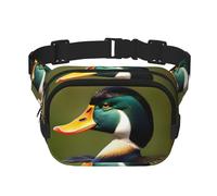 Everywhere two mallard ducks print Belt Bag with Adjustable Strap,Waist Pouch Fanny Pack for Running Travelling, Black, One Size
