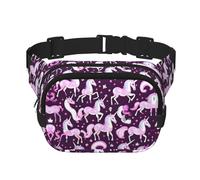 Everywhere Unicorns Pink print Belt Bag with Adjustable Strap,Waist Pouch Fanny Pack for Running Travelling, Black, One Size