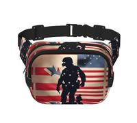 Everywhere US Military Soldiers Patriotic Memorial Day print Belt Bag with Adjustable Strap,Waist Pouch Fanny Pack for Running Travelling, Black, One Size