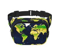 Everywhere World Map print Belt Bag with Adjustable Strap,Waist Pouch Fanny Pack for Running Travelling, Black, One Size