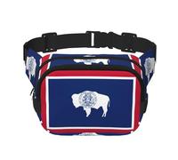 Everywhere Wyoming State Flag print Belt Bag with Adjustable Strap,Waist Pouch Fanny Pack for Running Travelling, Black, One Size
